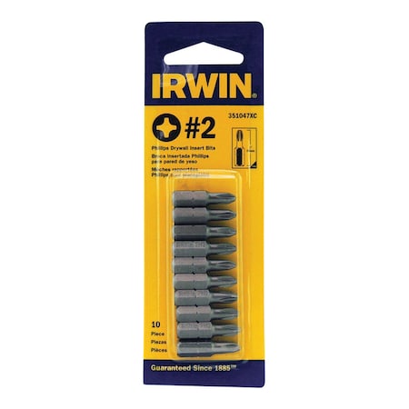 Irwin Irwin Phillips #2 X 1 in. L Insert Bit S2 Tool Steel 10 pc IWAF21PR210